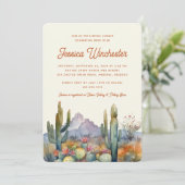 Modernes Terracotta-Wüste-Kaktus-Brautparty Einladung (Stehend Vorderseite)