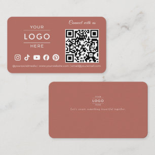 Modernes Terrakotta-QR-Code-Social-Media-Logo Visitenkarte