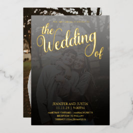 Modernes Terrarium verblasste Foto Hochzeitsgold Folieneinladung