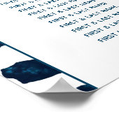 Modernes Terrazzo Mosaik Blue Wedding Chart Poster (Ecke)