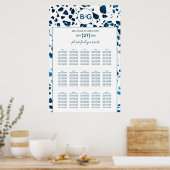 Modernes Terrazzo Mosaik Blue Wedding Chart Poster (Küche)