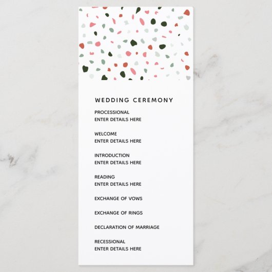 Modernes Terrazzo-Muster für Hochzeitsfeier Programm (Vorderseite)