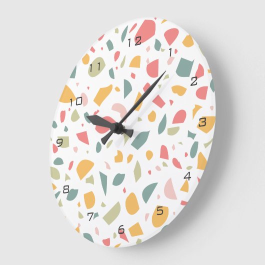 Modernes Terrazzo-Muster Große Wanduhr (Winkel)