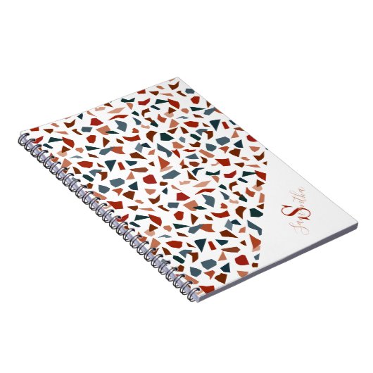 Modernes Terrazzo Muster Monogram Notizblock (Rechte Seite)