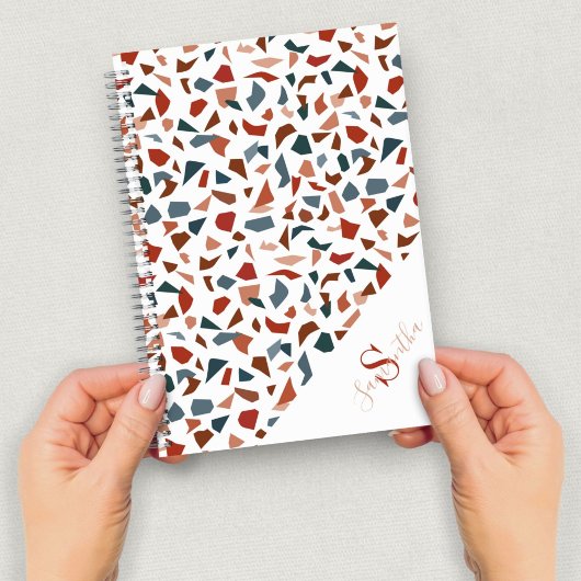 Modernes Terrazzo Muster Monogram Notizblock