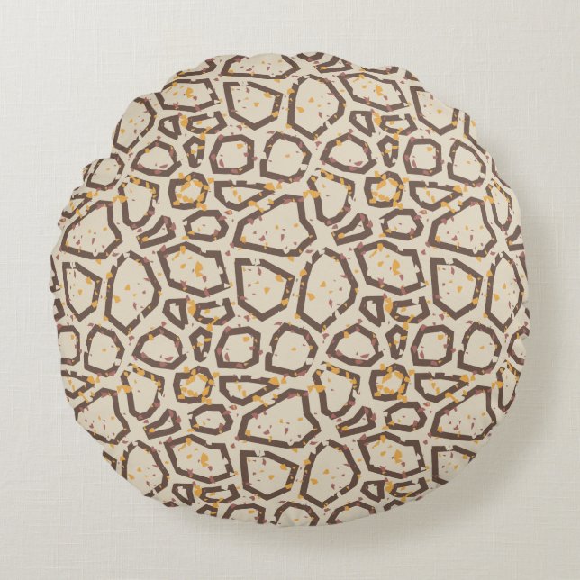 Modernes Terrazzo-Muster Rundes Kissen (Vorderseite)