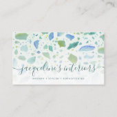 Modernes Terrazzo Muster Script Aqua Green Visitenkarte (Vorderseite)