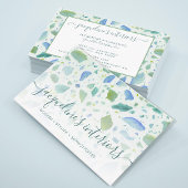 Modernes Terrazzo Muster Script Aqua Green Visitenkarte