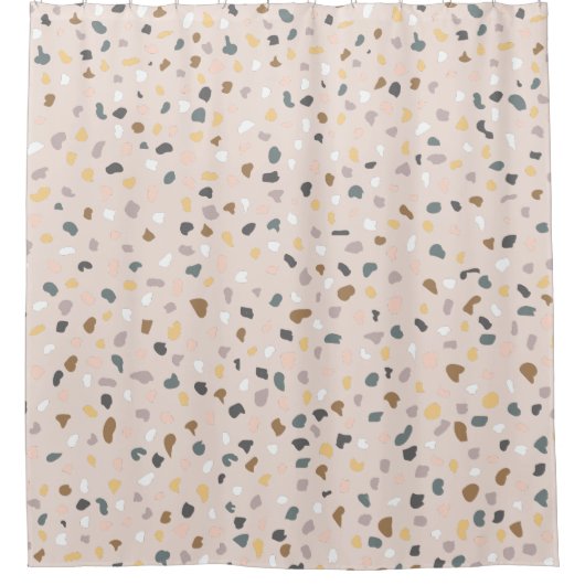 Modernes Terrazzo Muster weich neutral Duschvorhang (Vorderseite)