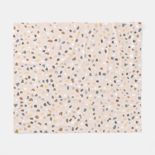 Modernes Terrazzo Muster weich neutral Fleecedecke (Vorderseite (Horizontal))