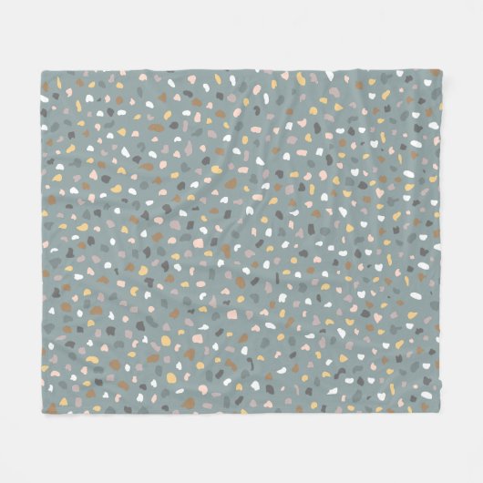Modernes Terrazzo Muster weich neutral Fleecedecke (Vorderseite (Horizontal))