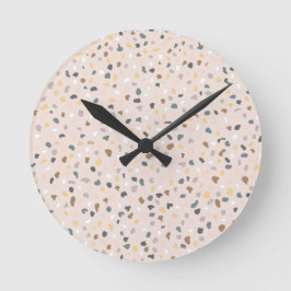 Modernes Terrazzo Muster weich neutral Runde Wanduhr