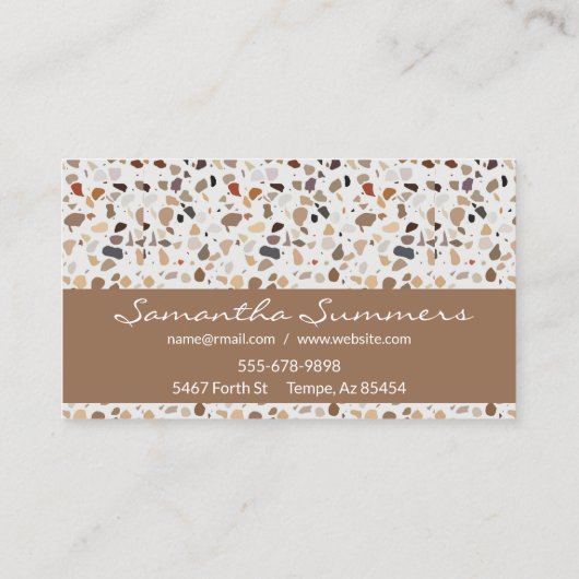 Modernes Terrazzo Rock wie Pattern Art Deko Visitenkarte (Rückseite)