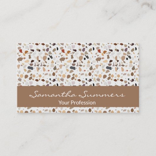 Modernes Terrazzo Rock wie Pattern Art Deko Visitenkarte (Vorderseite)