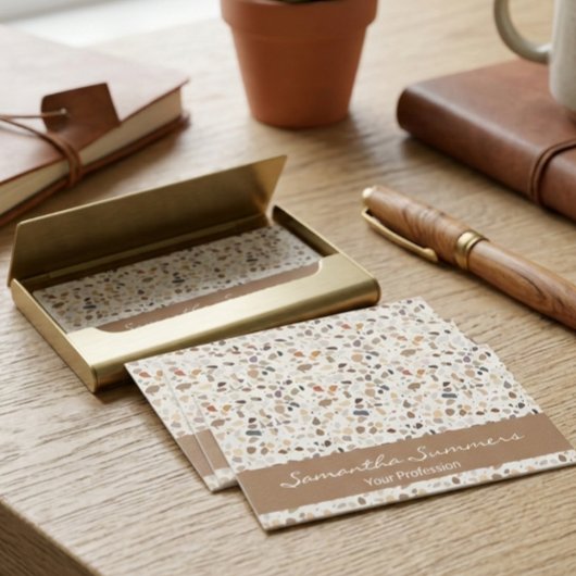 Modernes Terrazzo Rock wie Pattern Art Deko Visitenkarte