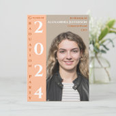 Modernes Text 1 Foto Peach White Taue Gold (Stehend Vorderseite)