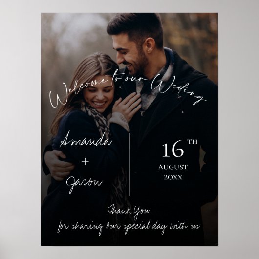Modernes Text Overlay Foto Hochzeitsempfang Poster (Vorne)