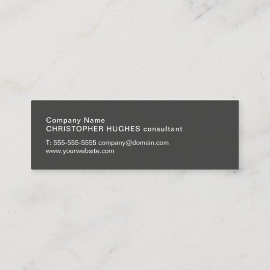 Modernes Texturgrau Stripe Consultant Monogram Mini Visitenkarte (Rückseite)