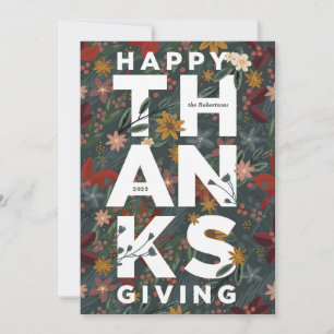 Modernes Thanksgiving mit Vintagen Florals Feiertagskarte