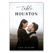 Modernes Thema Reiseziel Name Foto Hochzeit Tischnummer (Rückseite)