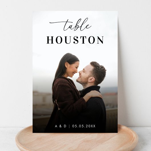 Modernes Thema Reiseziel Name Foto Hochzeit Tischnummer