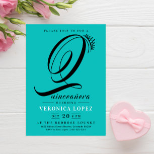 Modernes Tiara Turquoise 15. Quinceañera Party Einladung