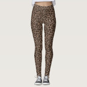 Modernes Tierleopard-Muster in dunkelbrauner Farbe Leggings (Vorderseite)