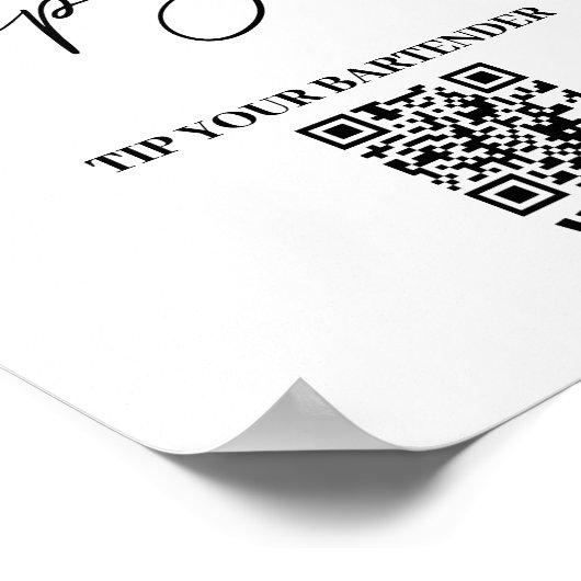 Modernes Tipp für Ihren Barkeeper QR Code App Paym Poster (Ecke)