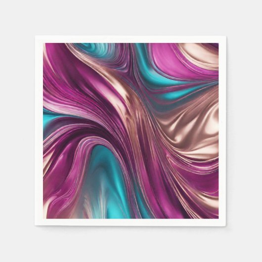 Modernes Tischdekor Viva Magenta Türkis und Gold Serviette (Vorderseite)