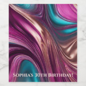 Modernes Tischdekor Viva Magenta Türkis und Gold Weinetikett (Einzelnes Label)