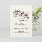 Modernes Tischskizzen Probe Abendessen Einladung (Stehend Vorderseite)