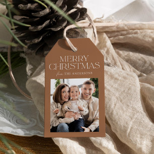 Modernes Toffee Brown Frohe Weihnachts-Foto Geschenkanhänger
