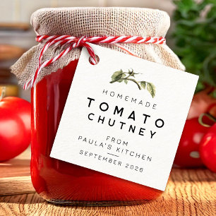 Modernes Tomaten-Chutney-Etikett mit Wasserfarblat Geschenkanhänger