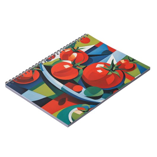 Modernes Tomato Art Spiral Notebook Notizblock (Linke Seite)