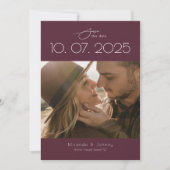 Modernes Topographie Burgundy Wedding Foto Save The Date (Vorderseite)