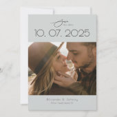 Modernes Topographie Dusty Blue Wedding Foto Save The Date (Vorderseite)