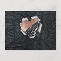 Modernes Torn Paper Herz und Rose Gold Marmor