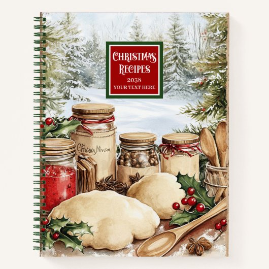 Modernes traditionelles Weihnachtsrezept Buchen Si Notizblock (Vorderseite)