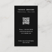 Modernes Trainer Fitness Trainer Foto QR Code Blac Visitenkarte (Rückseite)