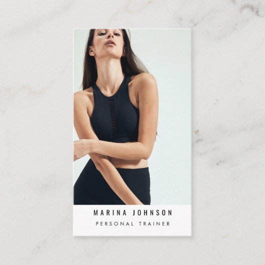 Modernes Trainer-Fitness-Trainer Foto QR Code Visitenkarte (Vorderseite)