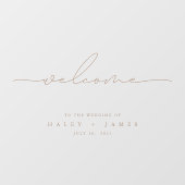 Modernes, transparentes Taupe Wedding Welcome Post Fensteraufkleber (Blatt)