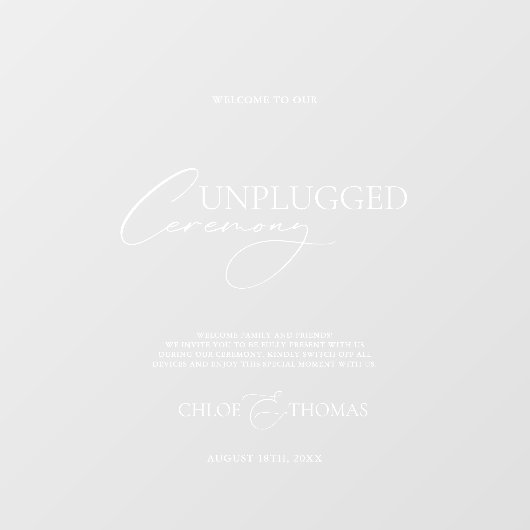 Modernes, transparentes Zeichen für Hochzeiten ohn Fensteraufkleber (Blatt)