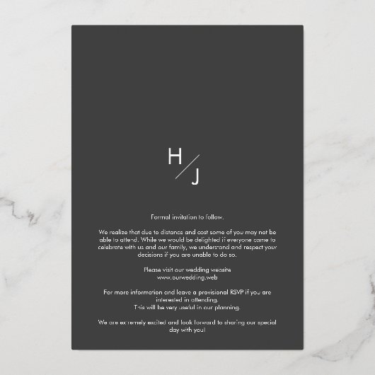 Modernes Transparentschreiben für Hochzeitsskripte Folieneinladung (Rückseite)