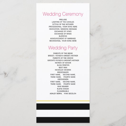 Modernes Trauungsprogramm für rosa Blume Programm (Rückseite)