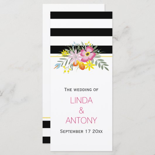 Modernes Trauungsprogramm für rosa Blume Programm (Vorne/Hinten)