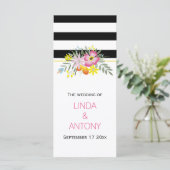 Modernes Trauungsprogramm für rosa Blume Programm (Stehend Vorderseite)