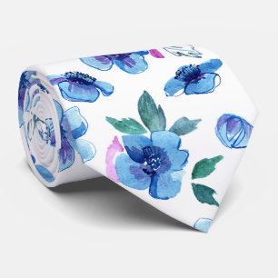 Modernes Trendblau Modernes Hübsches Blumenmuster Krawatte