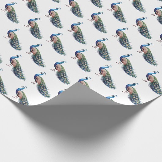 Modernes trendfarbenes Pfauenmuster Geschenkpapier (Ecke)