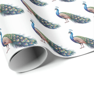 Modernes trendfarbenes Pfauenmuster Geschenkpapier