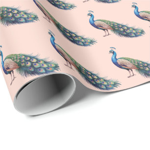 Modernes trendfarbenes Pfauenmuster Geschenkpapier